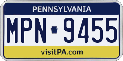 PA license plate MPN9455