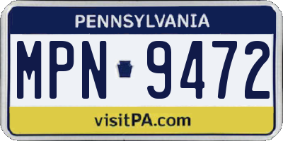 PA license plate MPN9472