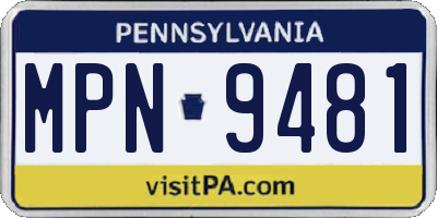 PA license plate MPN9481