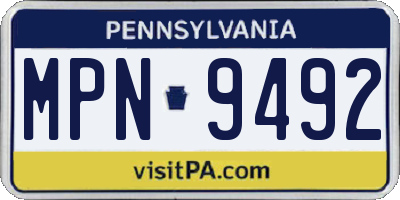 PA license plate MPN9492