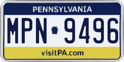 PA license plate MPN9496