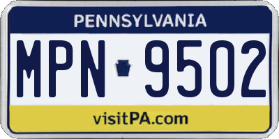PA license plate MPN9502