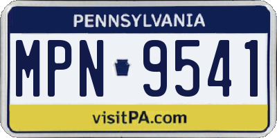 PA license plate MPN9541