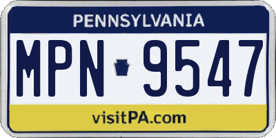 PA license plate MPN9547