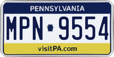 PA license plate MPN9554