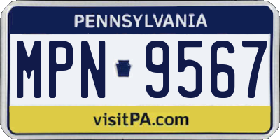 PA license plate MPN9567