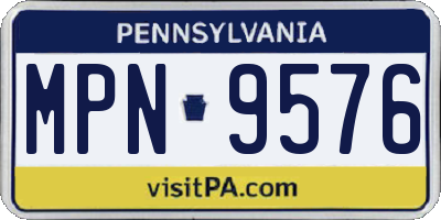 PA license plate MPN9576
