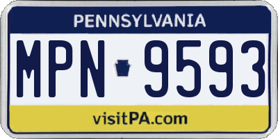 PA license plate MPN9593