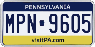 PA license plate MPN9605