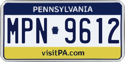 PA license plate MPN9612
