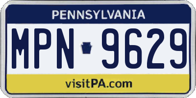 PA license plate MPN9629