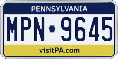PA license plate MPN9645