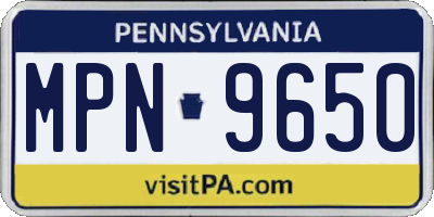 PA license plate MPN9650
