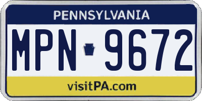 PA license plate MPN9672