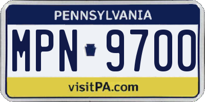 PA license plate MPN9700