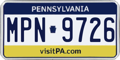 PA license plate MPN9726