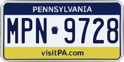 PA license plate MPN9728
