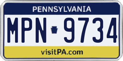 PA license plate MPN9734