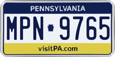 PA license plate MPN9765