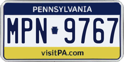 PA license plate MPN9767