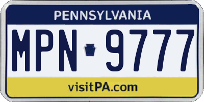PA license plate MPN9777