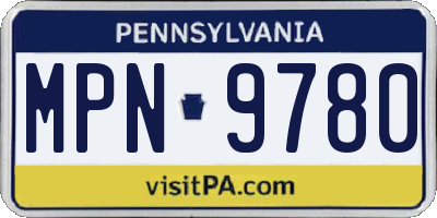 PA license plate MPN9780