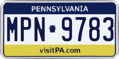 PA license plate MPN9783