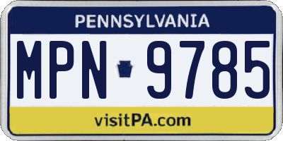 PA license plate MPN9785