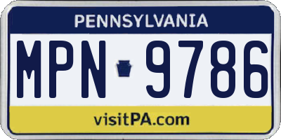 PA license plate MPN9786