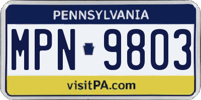 PA license plate MPN9803