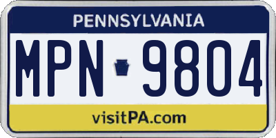 PA license plate MPN9804