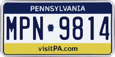 PA license plate MPN9814