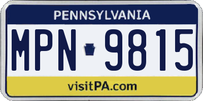 PA license plate MPN9815