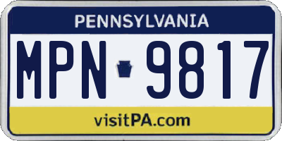 PA license plate MPN9817