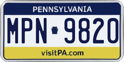 PA license plate MPN9820