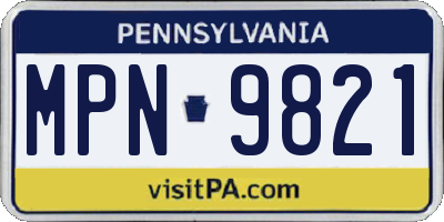 PA license plate MPN9821