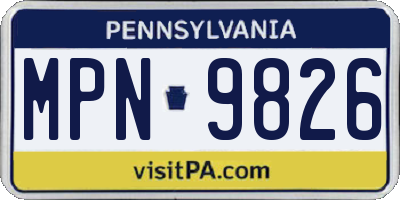 PA license plate MPN9826