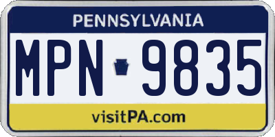 PA license plate MPN9835