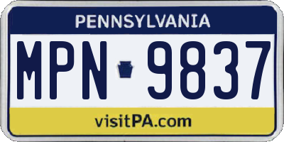 PA license plate MPN9837