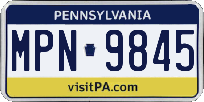 PA license plate MPN9845