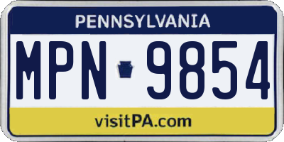 PA license plate MPN9854