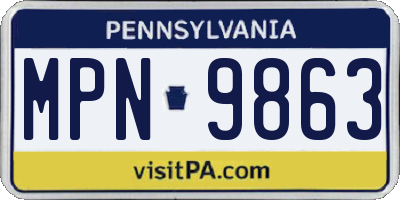 PA license plate MPN9863