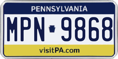 PA license plate MPN9868