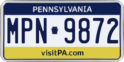 PA license plate MPN9872