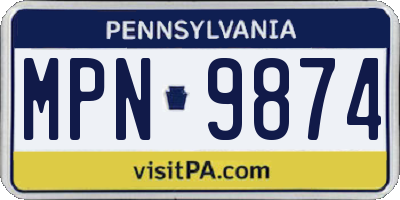PA license plate MPN9874