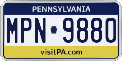PA license plate MPN9880