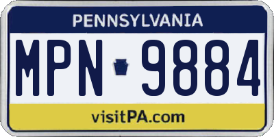 PA license plate MPN9884
