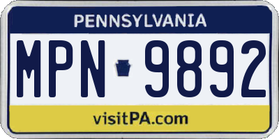 PA license plate MPN9892