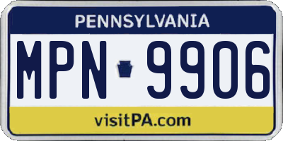PA license plate MPN9906