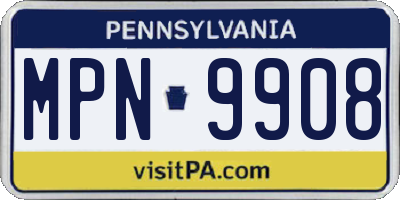 PA license plate MPN9908